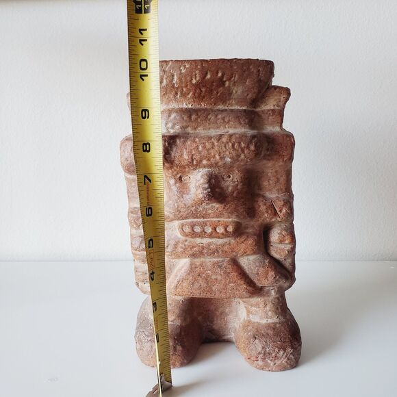 Vintage Terracotta Statue Aztec Rain God Tlaloc  Made in Mexico - Picture 12 of 13